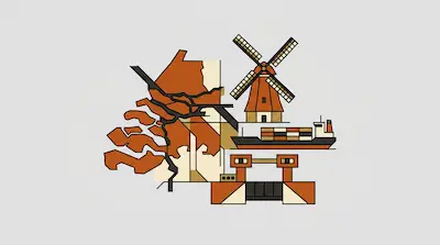 Rhine-Meuse Delta showing waterways, traditional windmill, cargo vessel, and ports