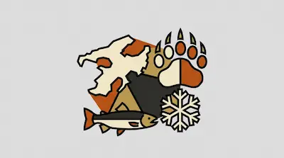 Great Bear Lake region with fortified structure, expedition vessel, log cabin, and shoreline