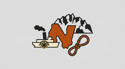 Flat illustration of Lake Wakatipu with mountain peaks, paddle wheel steamship, and rope