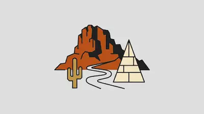 Guadalupe Peak displays a prominent orange mountain, trail path, saguaro cactus, and mesa