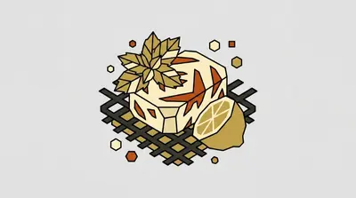 A block of cheese with grill marks sitting on a crosshatched grate, with a leafy herb sprig and a halved lemon beside it.