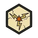 A jagged spark bursting outward in zigzag arcs from a bright center
