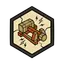 A wheeled battering ram poised to break a gate