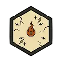 A small ember flickering at the center, ringed by tiny electric sparks