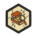 A magnifying glass resting on a stack of thick books